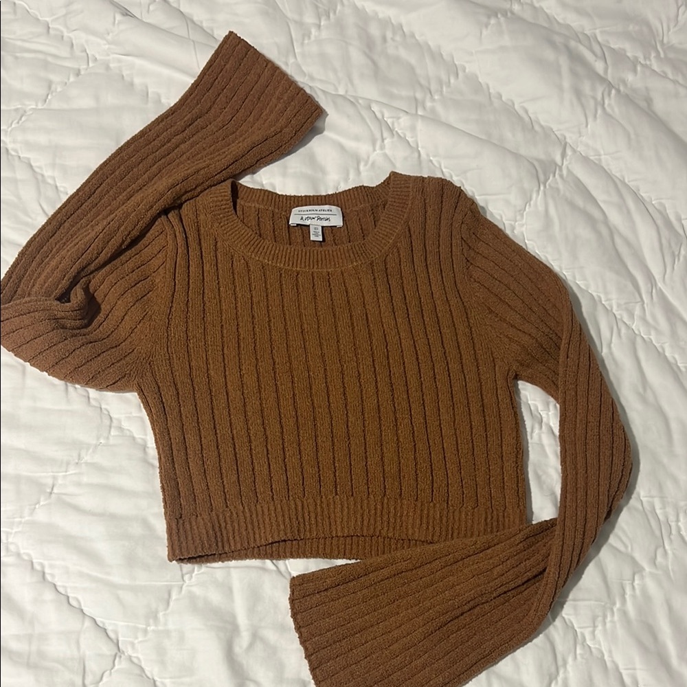 Brown Ribbed Women's Sweater